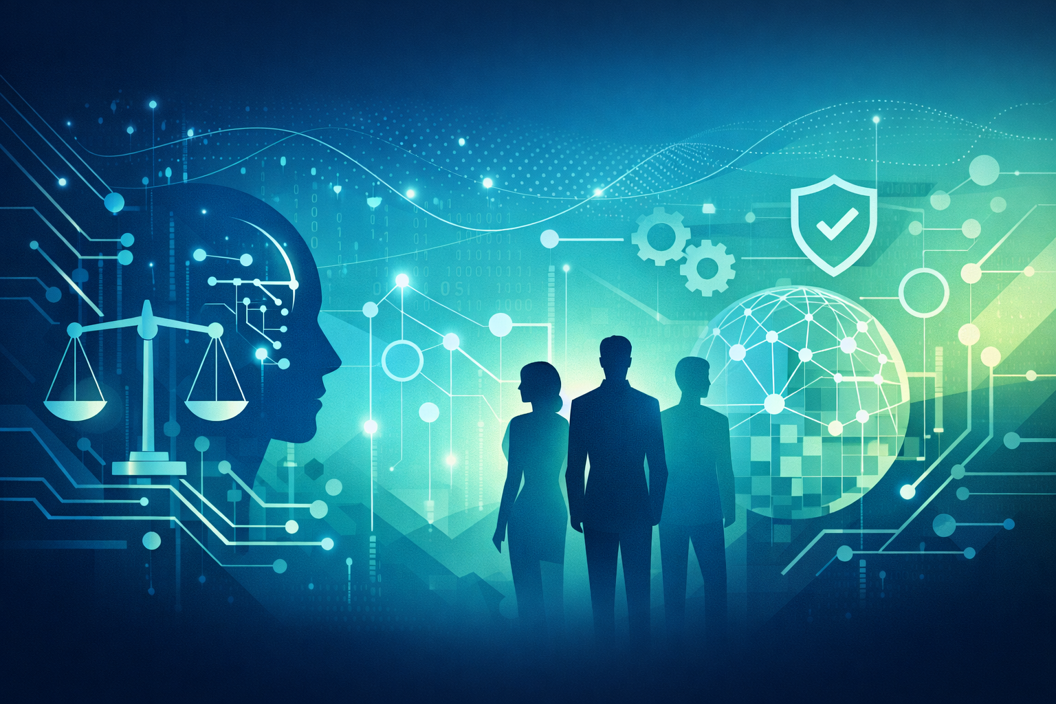 Abstract AI ethics banner